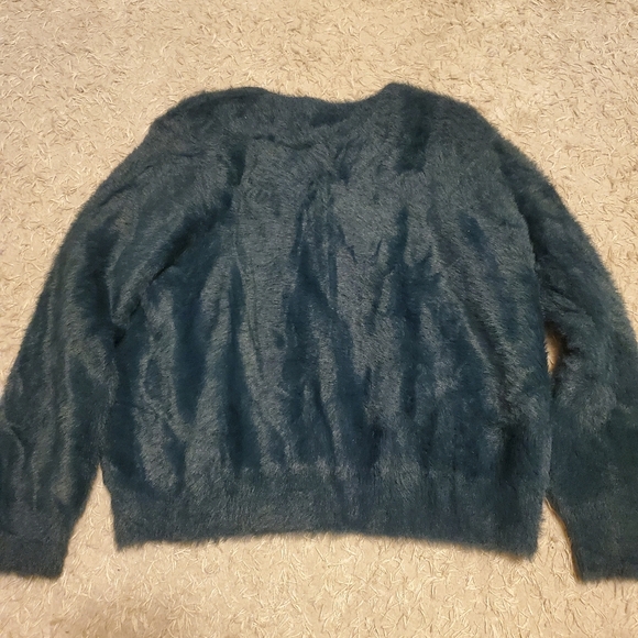 Zara Green Vegan Fur Cardigan Heart Jewel Buttons - Picture 5 of 8